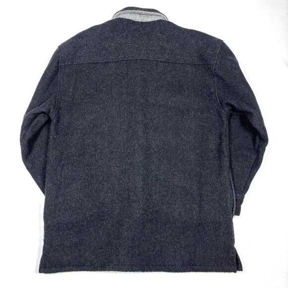 VTG 90s Outdoor Exchange Black Wool Flannel Heavy Shirt Jacket Shacket Mens M/L* - Picture 7 of 9